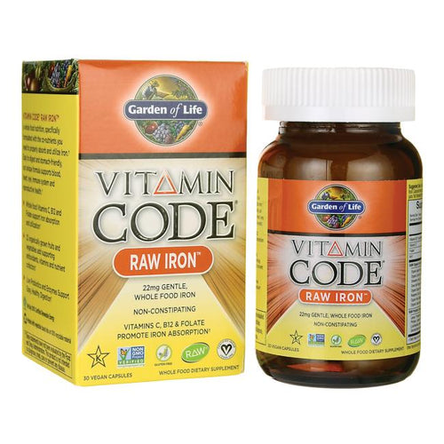 Vitamin Code® RAW IRON™ -- 22 mg - 30 Vegan Capsules