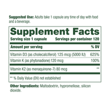 Load image into Gallery viewer, Vitamin D3 5000 IU (120 Capsules)