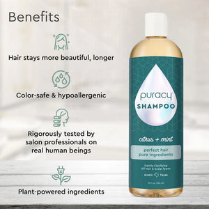 Puracy Shampoo (Sulfate/Paraben/Silicone-Free) 12oz.