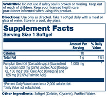 Load image into Gallery viewer, Pumpkin Seed Oil 1000mg | 90 Softgels