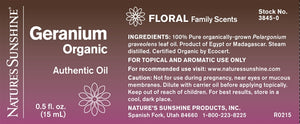 Geranium, Organic Essential Oil (15 ml)