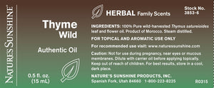 Thyme, Wild Essential Oil (15 ml)